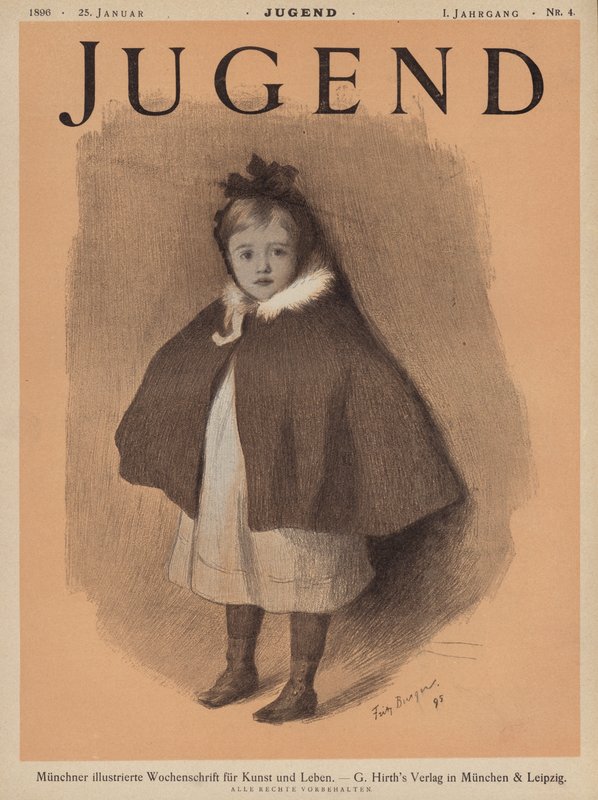Portret dziewczynki w pelerynie (kolor litho) autorstwa European School