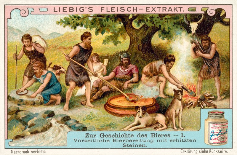 Prehistoryczna produkcja piwa przy użyciu rozgrzanych kamieni (chromolitho) autorstwa European School