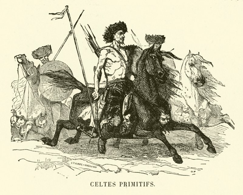 Prymitywni wojownicy celtyccy (rycina) autorstwa European School