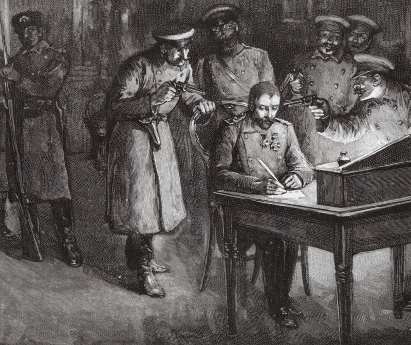 Książę Aleksander podpisujący swoją abdykację autorstwa European School