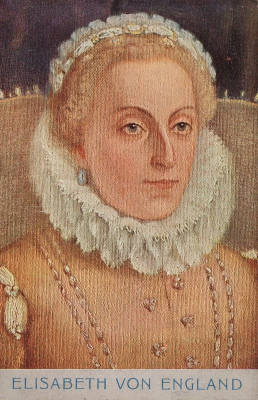 Królowa Elżbieta I (kolorowa litografia) autorstwa European School