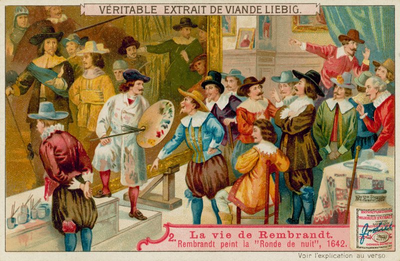 Rembrandt Paintings Night Watch (chromolitho) autorstwa European School