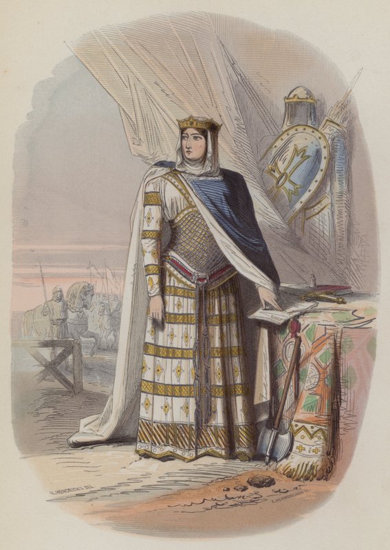 Richilde, hrabina Hainaut, hrabina małżonka i regentka Flandrii (kolorowy grawerunek) autorstwa European School
