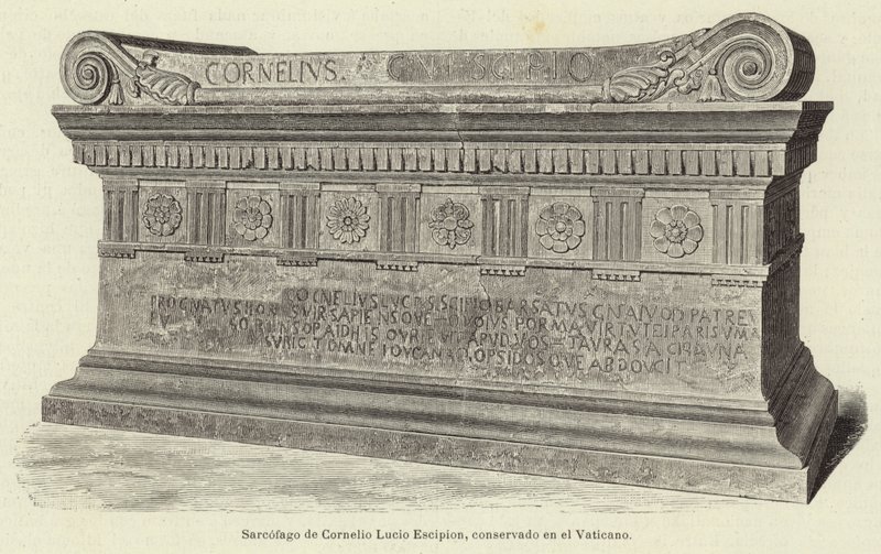 Sarkofag Korneliusza Lucjusza Scypiona zachowany w Watykanie autorstwa European School