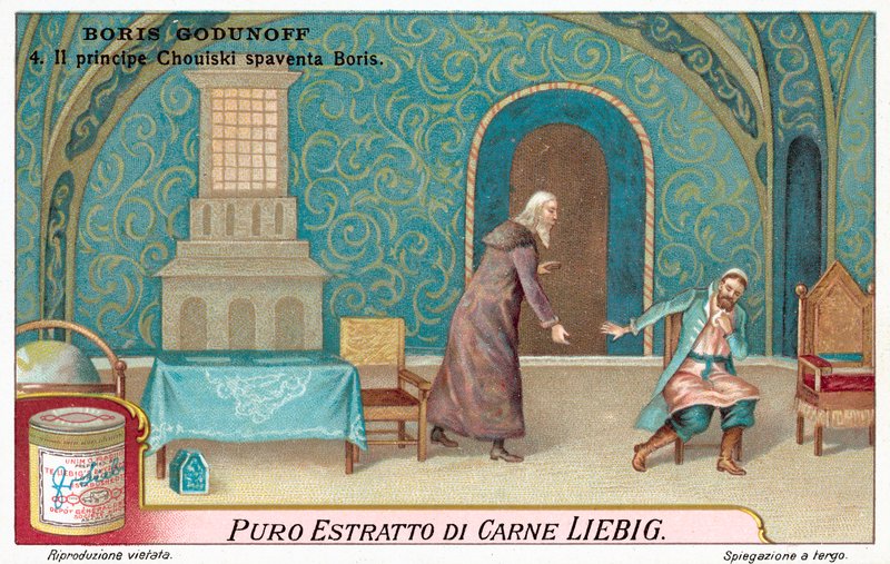 Scena z opery Modesta Musorgskiego Borys Godunow (chromolitho) autorstwa European School