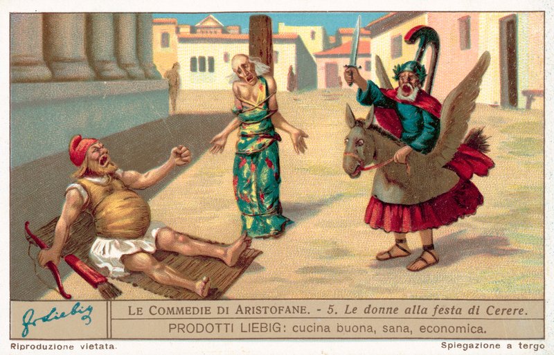 Scena z Thesmophoriazusae (chromolitho) autorstwa European School