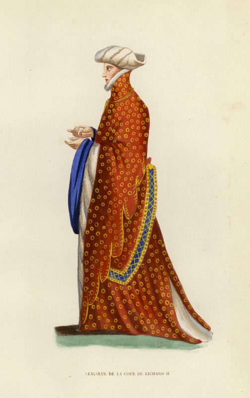 Lord Of The Court Of Richard II (kolorowy grawerunek) autorstwa European School