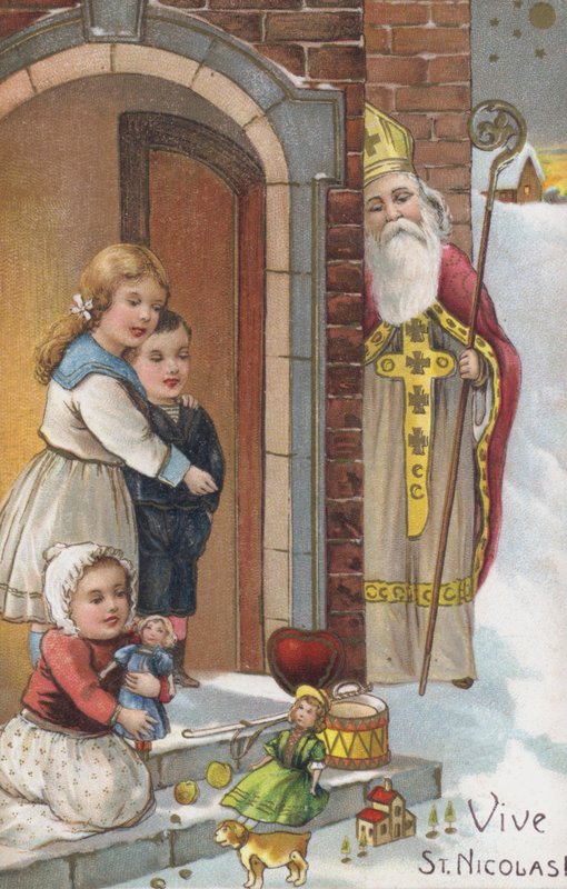 Kartka mikołajkowa (chromolitho) autorstwa European School
