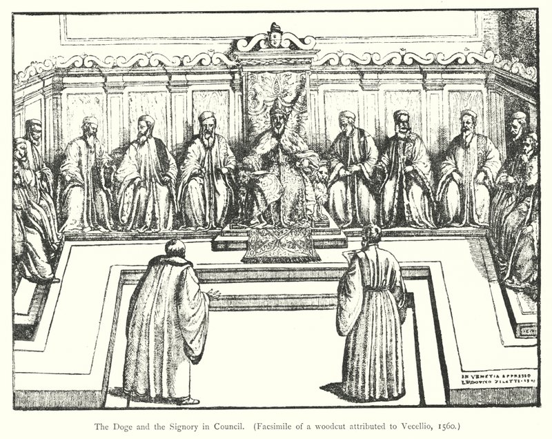 Doge and the Signory in Council (rycina) autorstwa European School