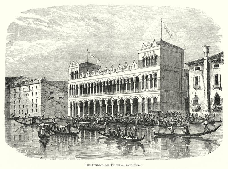 Fondaco dei Turchi, Canal Grande (grawerowanie) autorstwa European School