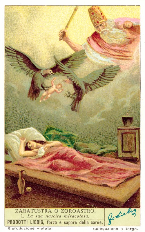 Cudowne narodziny Zoroastra (chromolitho) autorstwa European School