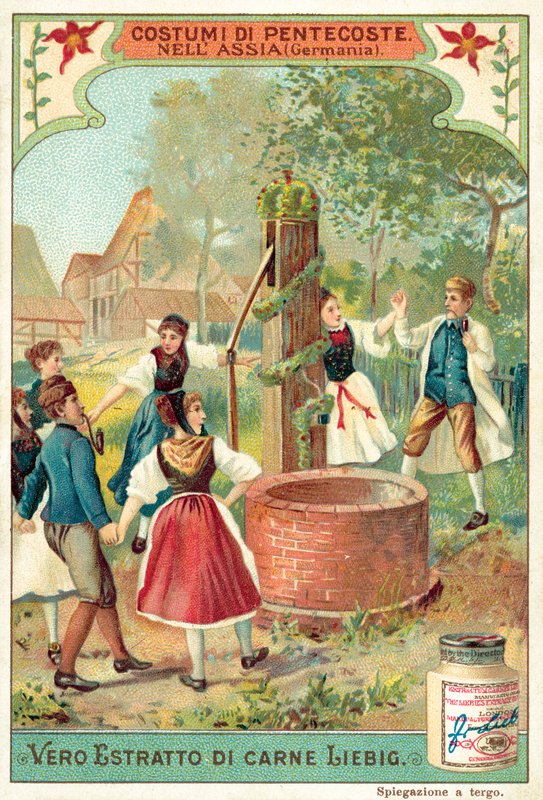 Tradycyjne obchody Pięćdziesiątnicy w Hesji, Niemcy (chromolitho) autorstwa European School