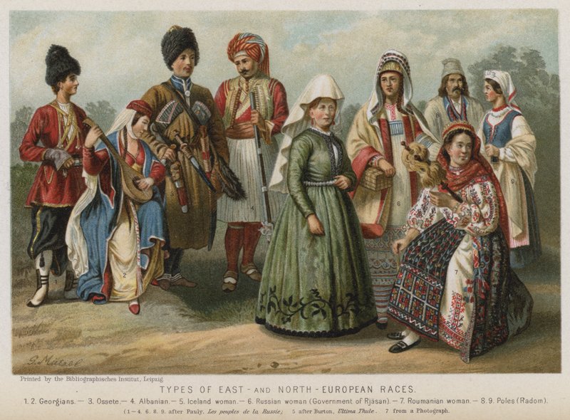 Rodzaje ras wschodnio- i północnoeuropejskich (chromolitho) autorstwa European School