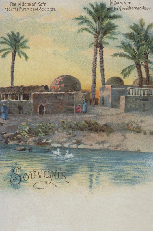 Wioska Kafr w pobliżu piramid w Sakkarze, Egipt (chromolit) autorstwa European School