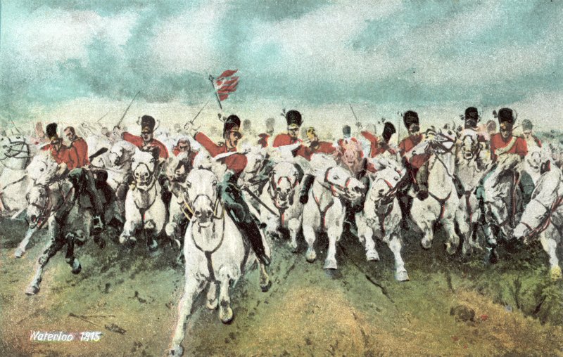Waterloo 1815, szarża kawalerii szkockiej autorstwa European School