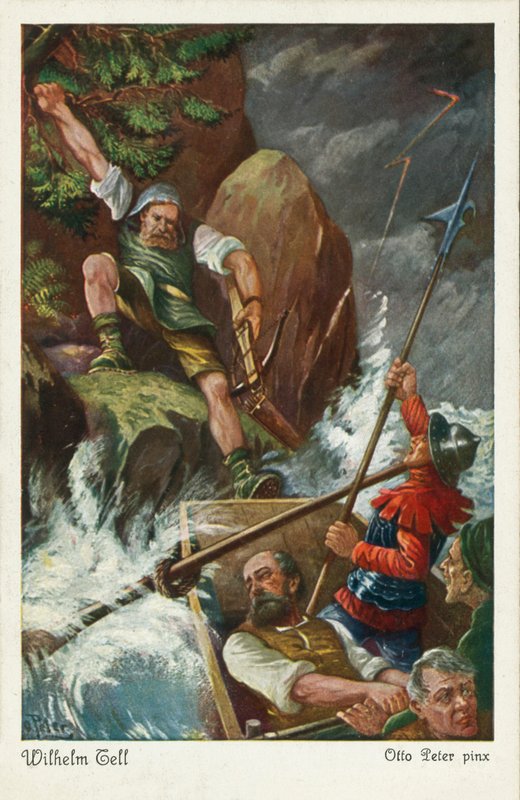 Wilhelm Tell (kolorowa litografia) autorstwa European School