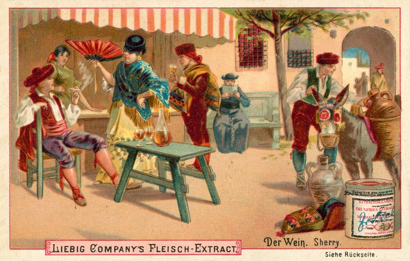 Wino: Sherry (chromolitho) autorstwa European School