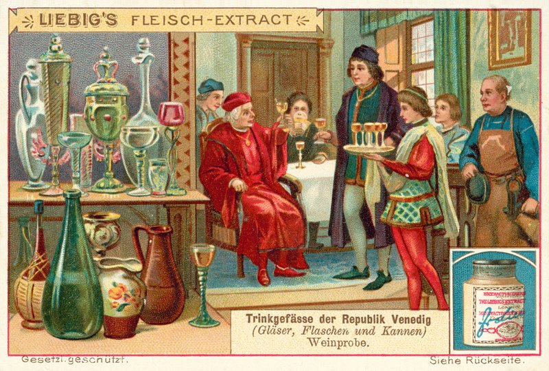 Degustacja wina w Republice Weneckiej (chromolitho) autorstwa European School
