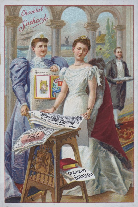 Kobieta z gazetą, reklama czekolady Suchard (chromolitho) autorstwa European School