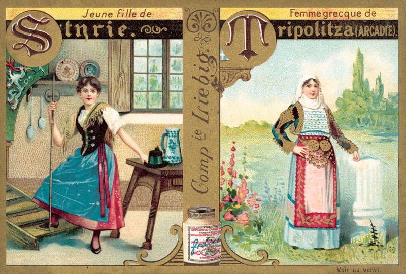 Młoda styryjska dziewczyna i Greczynka z Trypolisu w Arkadii (chromolitho) autorstwa European School