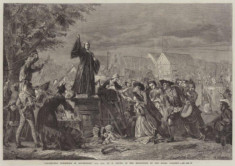 Głoszenie w Whitefield w Moorfields, AD 1742 autorstwa Eyre Crowe