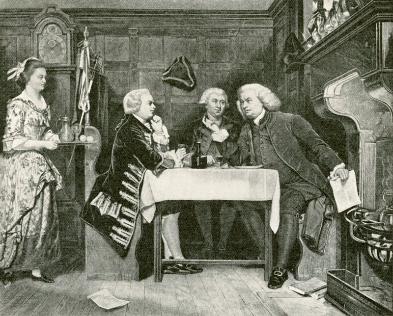 Johnson, Goldsmith i Boswell w Tawernie Mitre autorstwa Eyre Crowe