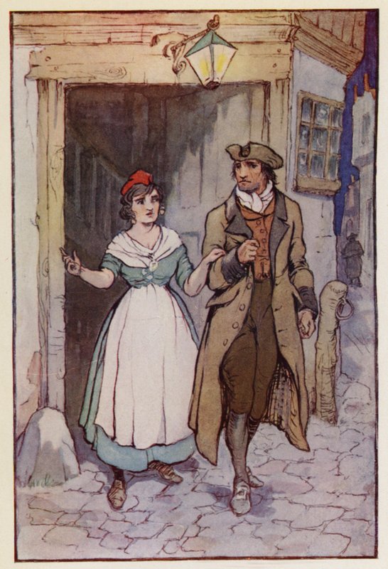 Ilustracja do "Opowieści o dwóch miastach" Charlesa Dickensa (kolorowa litografia) autorstwa F. M. B. Blaikie
