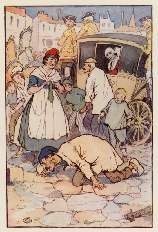 Ilustracja do "Opowieści o dwóch miastach" Charlesa Dickensa (kolorowa litografia) autorstwa F. M. B. Blaikie