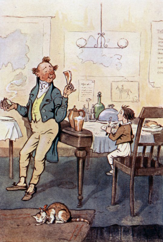 Ilustracja do Davida Copperfielda (kolor lito) autorstwa F. M. B. Blaikie