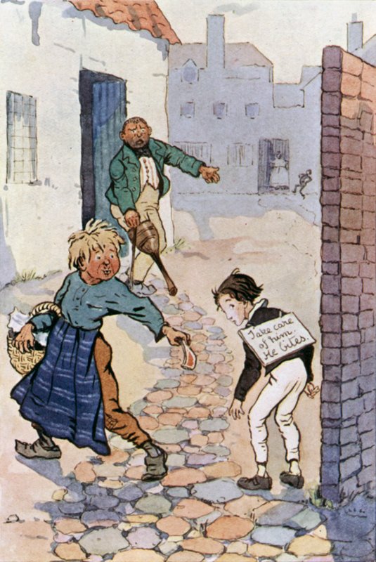 Ilustracja do Davida Copperfielda (kolor lito) autorstwa F. M. B. Blaikie