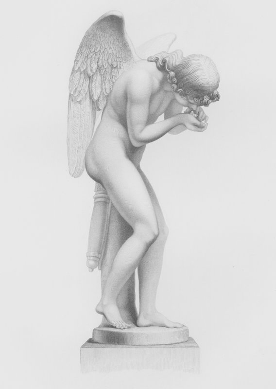 Love Reviving Life, z posągu Finelli, w kolekcji Jego Łaski Księcia Devonshire, w Chatsworth (rycina) autorstwa F. Roffe