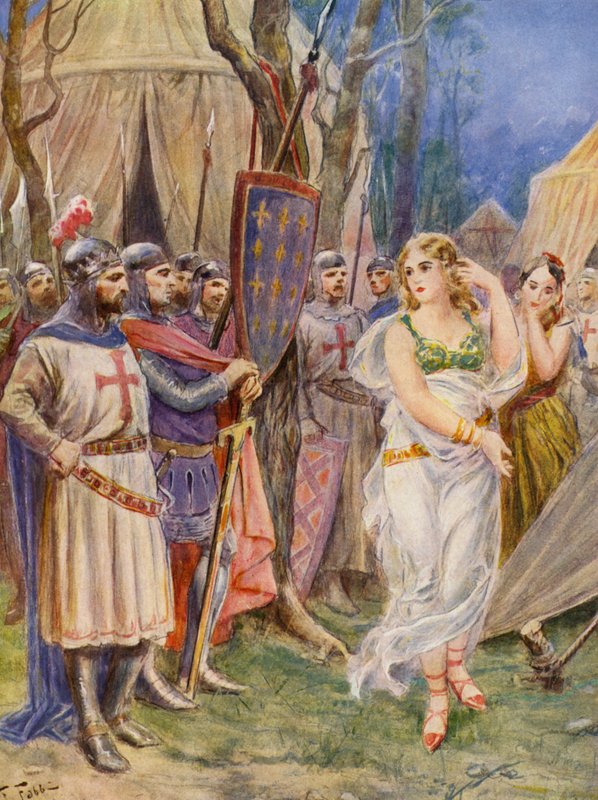 La Gerusalemme Liberata autorstwa Torquato Tasso: Canto IV, strofa 28 (kolorowa litografia) autorstwa Fabio Fabbi
