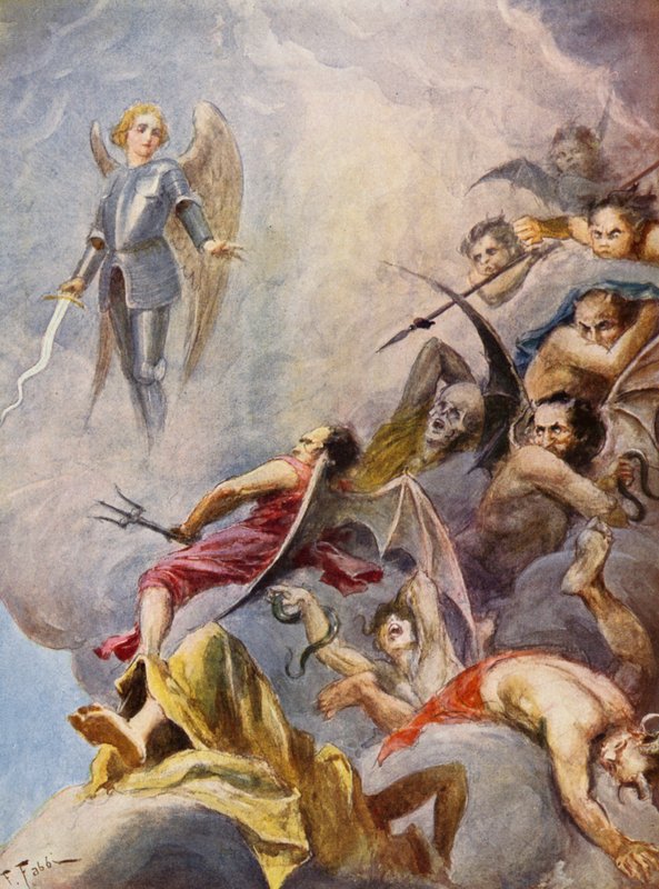 La Gerusalemme Liberata autorstwa Torquato Tasso: Canto IX, strofa 64 (kolorowa litografia) autorstwa Fabio Fabbi