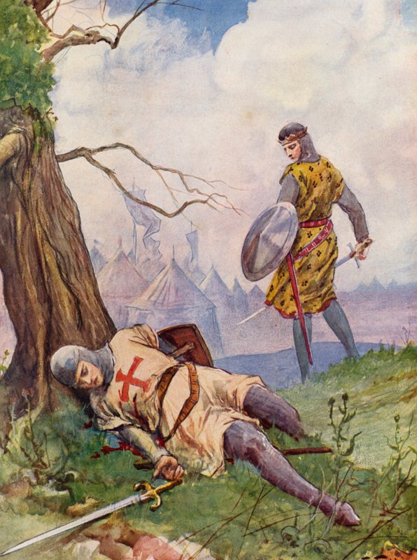 La Gerusalemme Liberata autorstwa Torquato Tasso: Canto V, strofa 31 (kolorowa litografia) autorstwa Fabio Fabbi