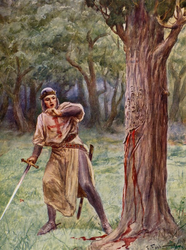 La Gerusalemme Liberata autorstwa Torquato Tasso: Canto XIII, strofa 41 (kolorowa litografia) autorstwa Fabio Fabbi
