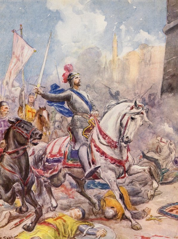 La Gerusalemme Liberata autorstwa Torquato Tasso: Canto XX, strofa 144 (kolorowa litografia) autorstwa Fabio Fabbi