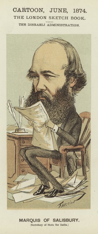 Karykatura markiza Salisbury (kolor lito) autorstwa Faustin (b.1847)