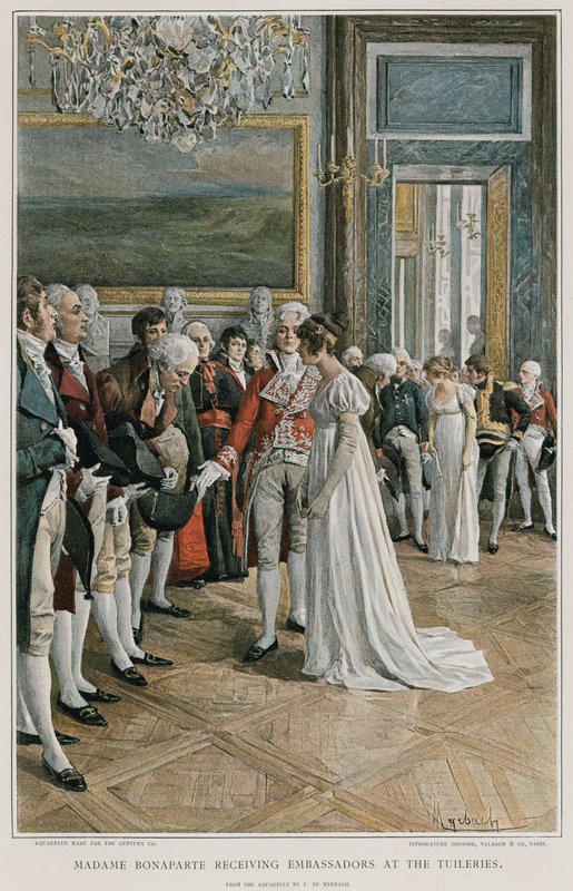 Madame Bonaparte przyjmuje ambasadorów w Tuileries autorstwa Felicien baron de Myrbach Rheinfeld