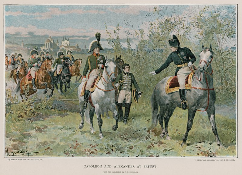Napoleon i Aleksander w Erfurcie autorstwa Felicien baron de Myrbach Rheinfeld