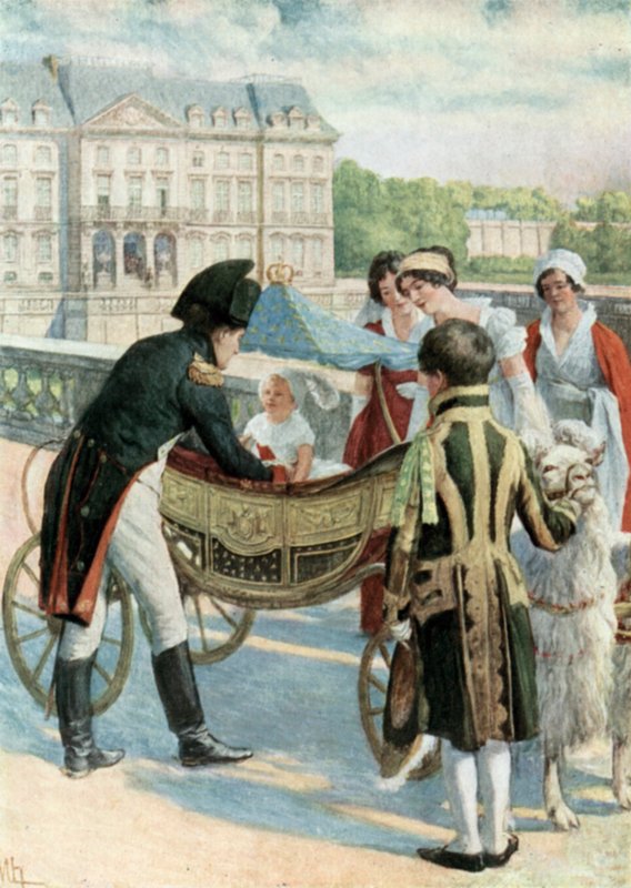Napoleon i król Rzymu na tarasie w Meudon autorstwa Felicien baron de Myrbach Rheinfeld