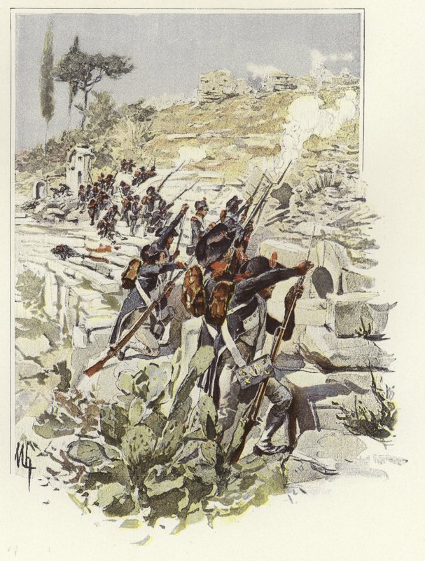 Żołnierze wśród ruin Nicopolis autorstwa Felicien baron de Myrbach Rheinfeld