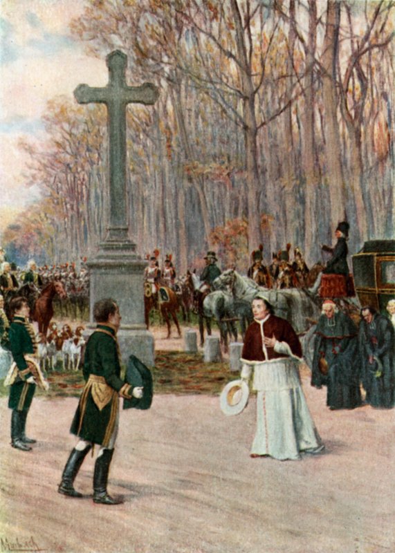 Spotkanie Napoleona i Papieża w Fontainebleau autorstwa Felicien baron de Myrbach Rheinfeld