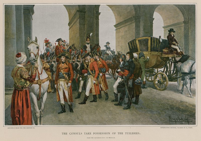 Konsulowie przejmują w posiadanie Tuileries autorstwa Felicien baron de Myrbach Rheinfeld