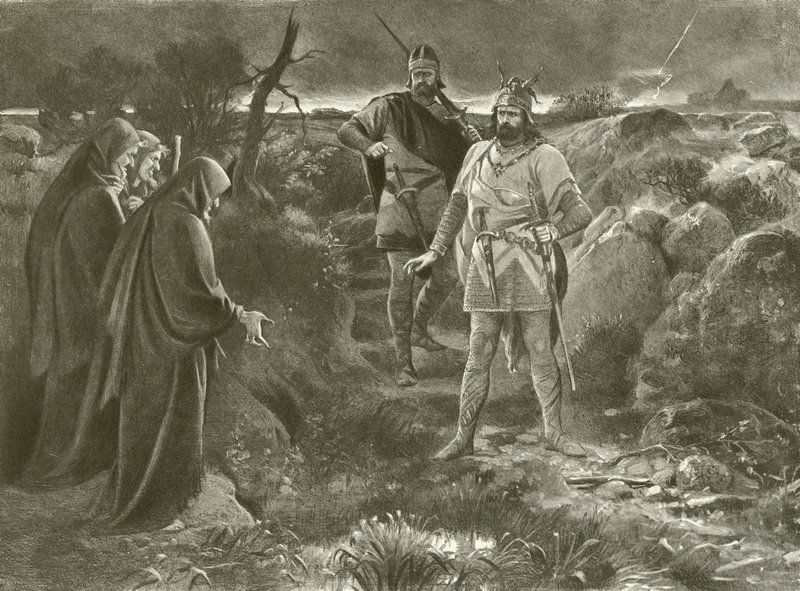 Makbet. Akt I, Scena III (wklęsłodruk) autorstwa Felix Octavius Carr Darley