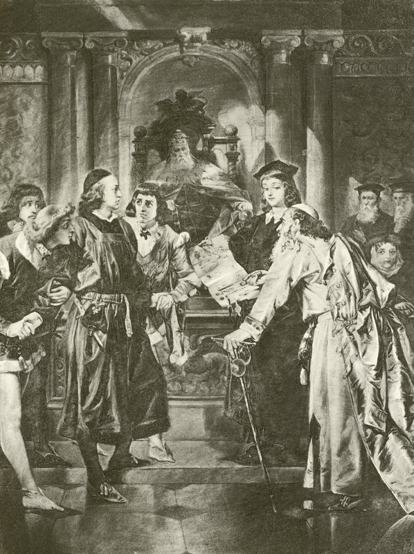 Kupiec wenecki. Akt IV-Scena I (wklęsłodruk) autorstwa Felix Octavius Carr Darley