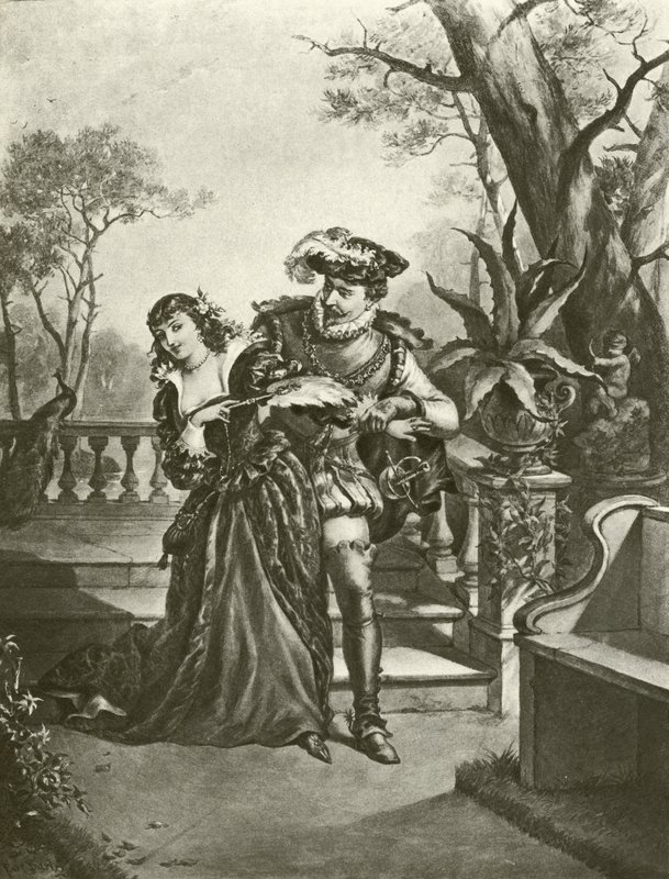Wiele hałasu o nic. Akt V-scena II (grawiura) autorstwa Felix Octavius Carr Darley