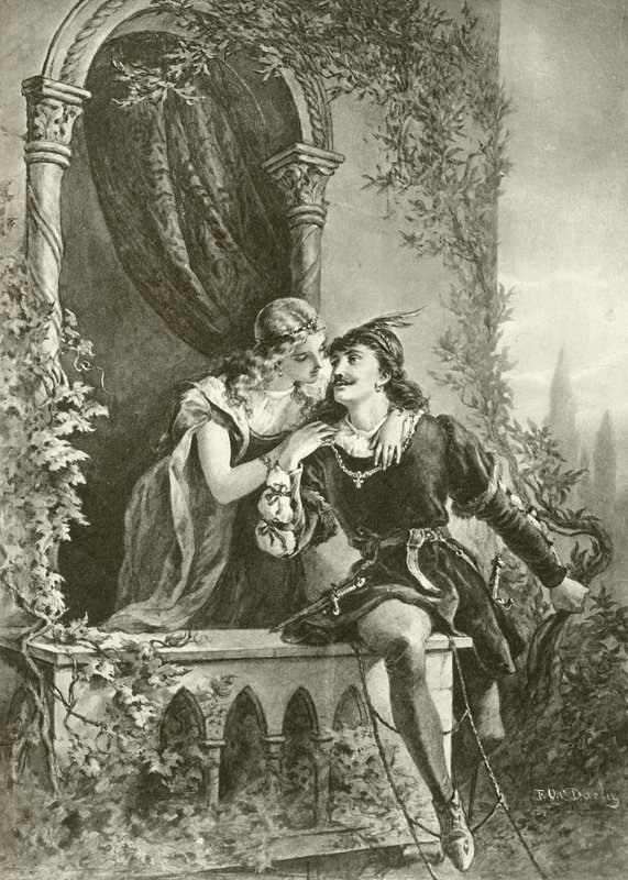 Romeo i Julia. Akt III-Scena V (grawiura) autorstwa Felix Octavius Carr Darley