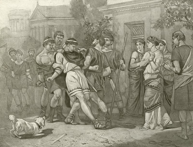 Komedia błędów. Akt IV, Scena IV (wklęsłodruk) autorstwa Felix Octavius Carr Darley