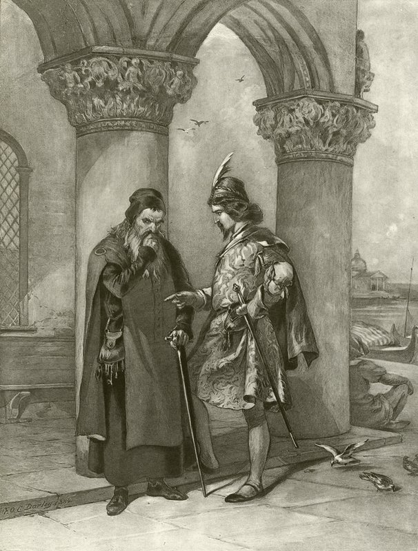 Kupiec wenecki. Akt I, Scena III (wklęsłodruk) autorstwa Felix Octavius Carr Darley