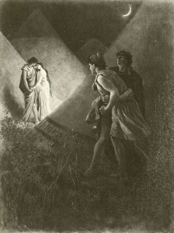 Troilus i Cressida. Akt V-scena II (grawiura) autorstwa Felix Octavius Carr Darley